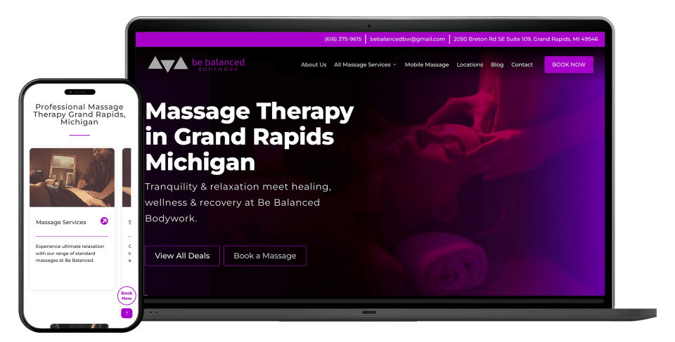 Be Balanced Bodywork portfolio website showcase