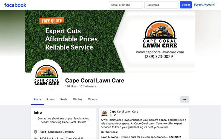 Cape Coral Lawn Care brand and online presence showcase