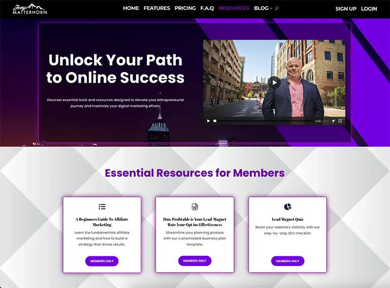 joey-matterhorn-work-sample Joey Matterhorn's website displaying features of his services.