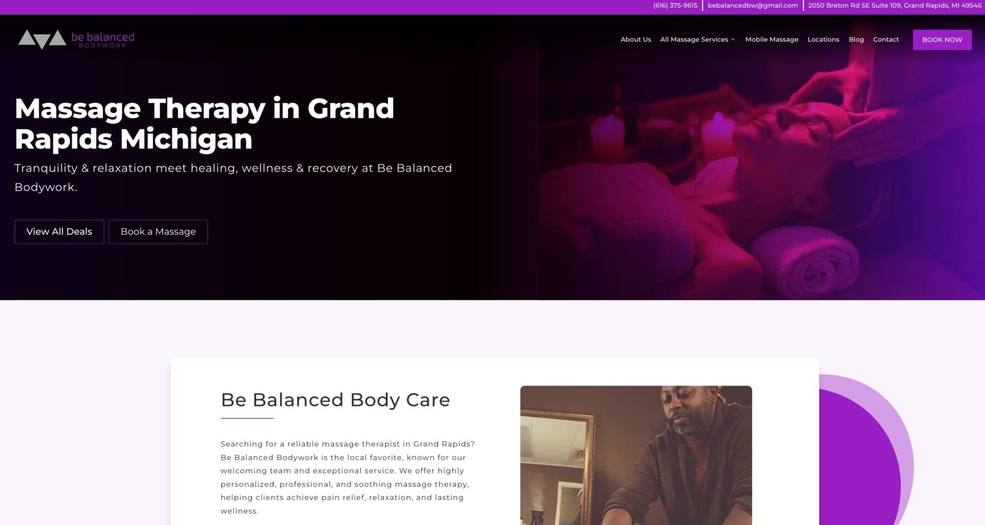 Website of Be Balanced Bodywork