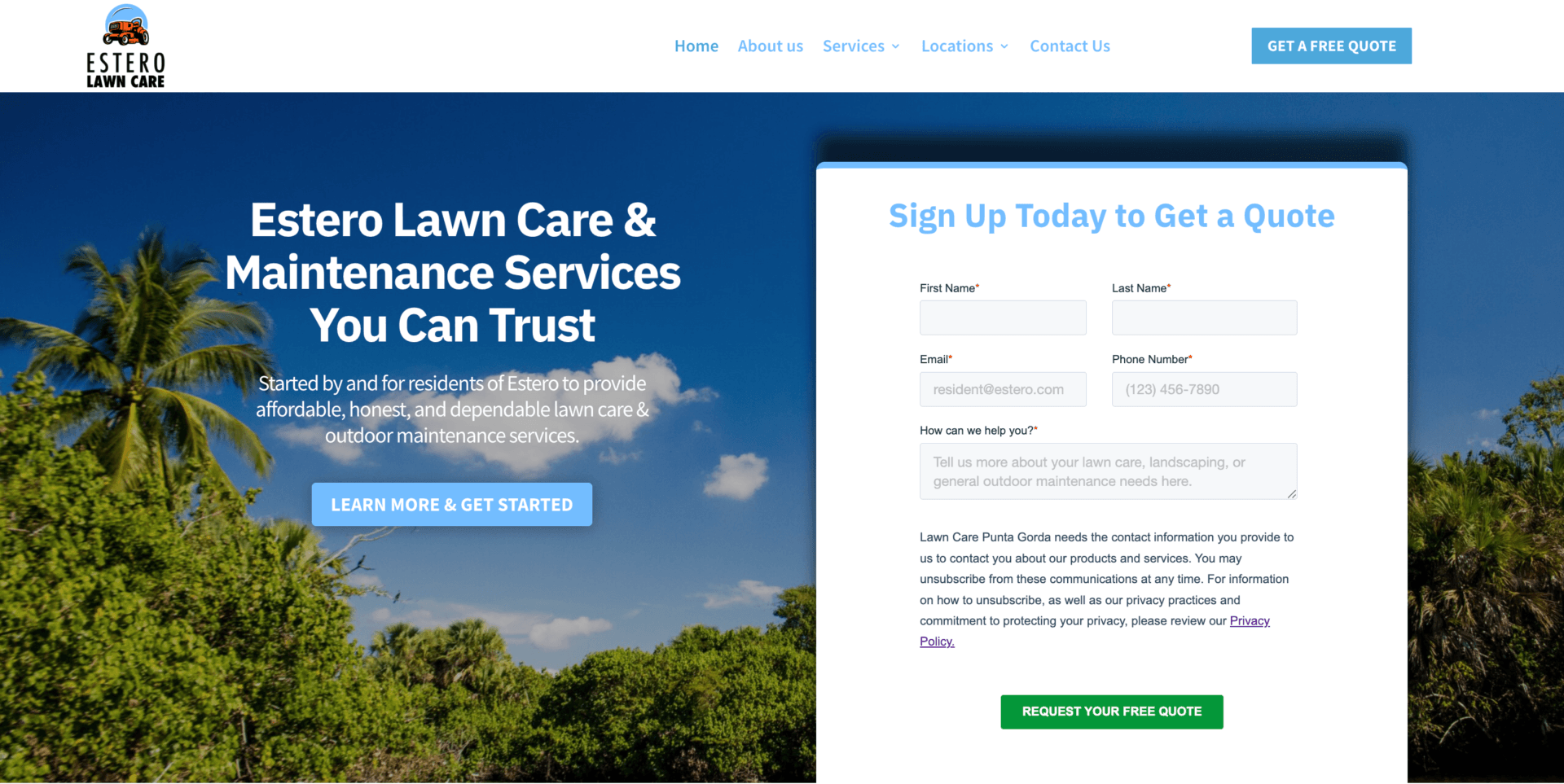 estero lawn care homepage